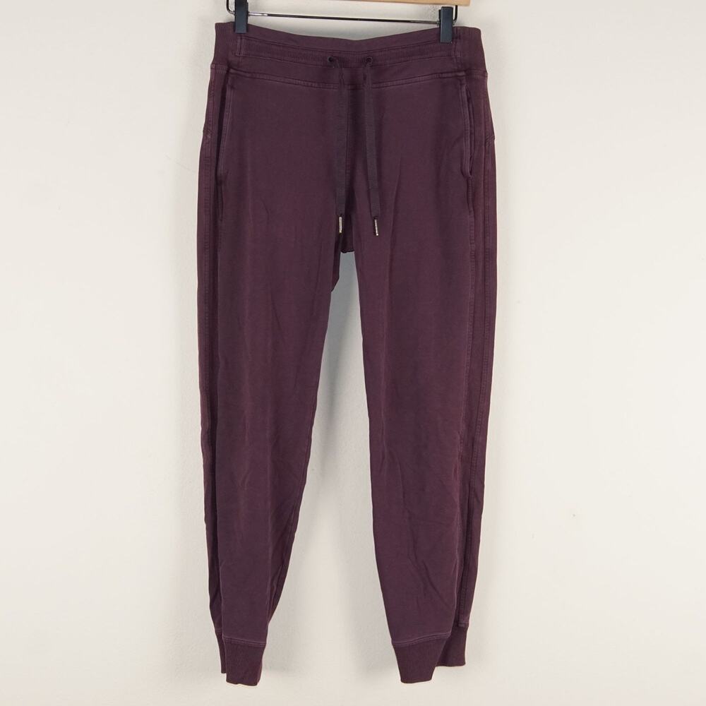 Lululemon Fleece Please Black Cherry Red Cotton Terry Jogger Pants Womens Sz 6
